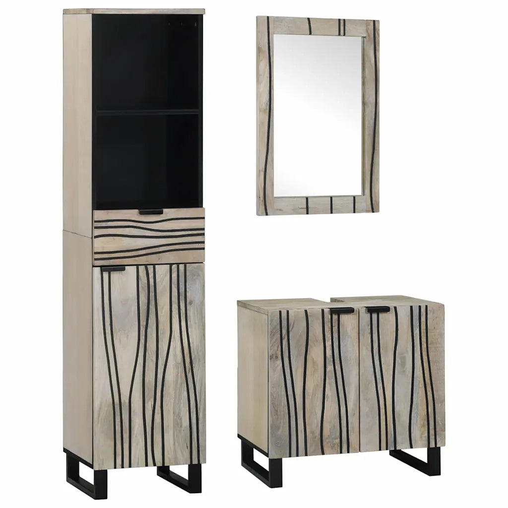 Set di mobili per il bagno 3 pcs Bianco Legno multistrato