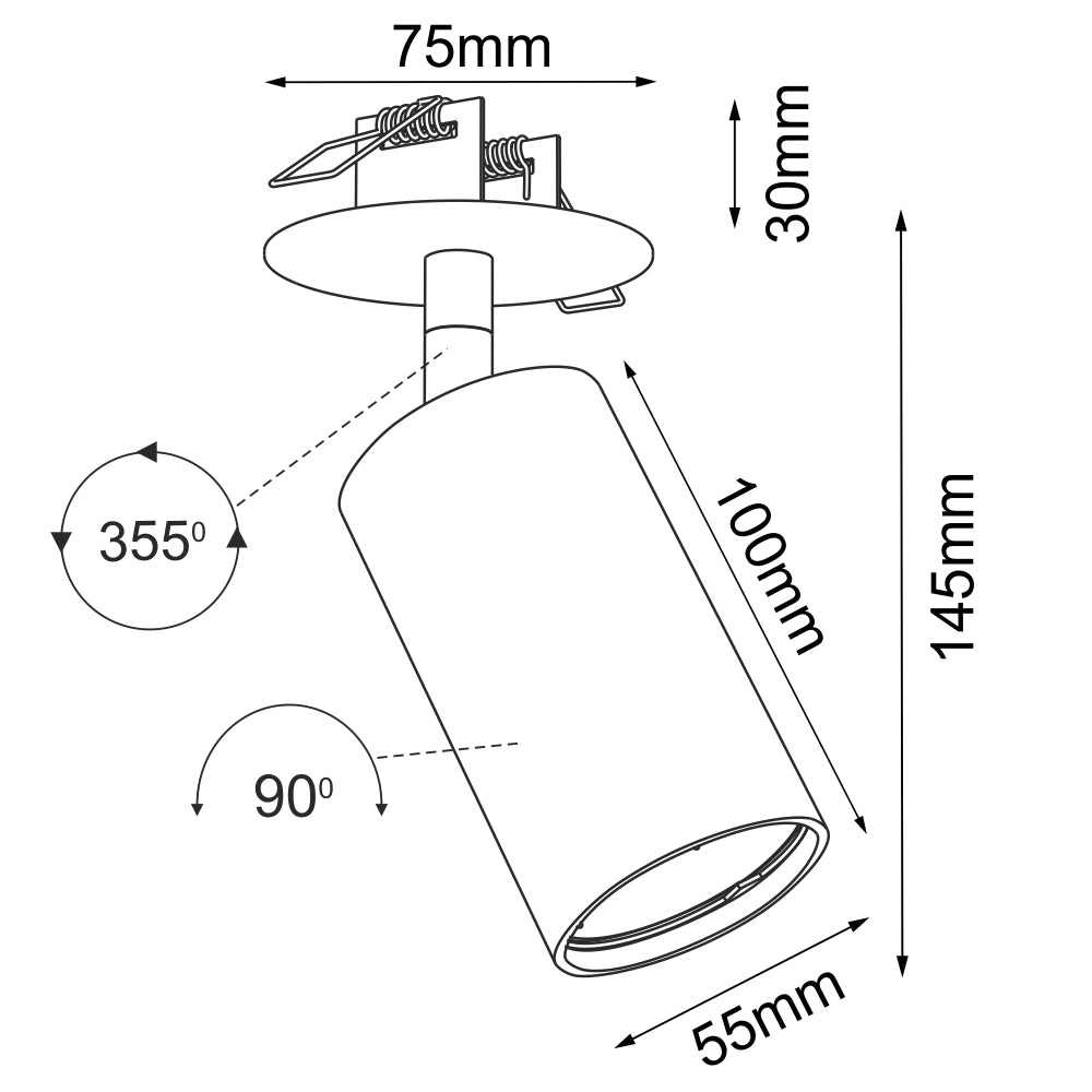 Faretto incasso orientabile Ø5,5 bianco GU10 10W ACE