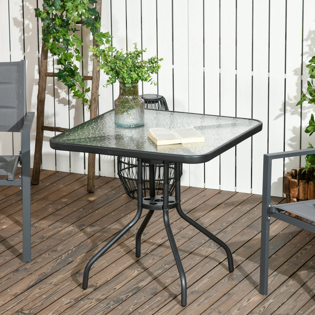 Tavolo da Giardino Pieghevole con Foro Ombrellone ¨C MINIMAL ¨C Metallo Nero 76x76 cm