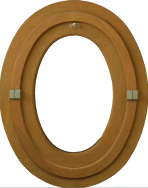 Ovale Oeil De Boef 1 Foglia - H.65 X L.50 Cm - Legno senza maniglia