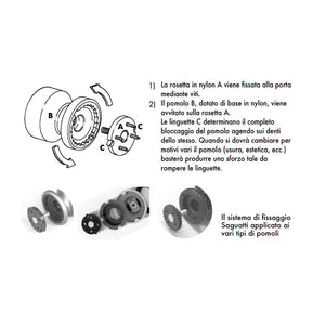 Pomolo fisso per porta SAGUATTI 669/70KB in nylon bianco lucido