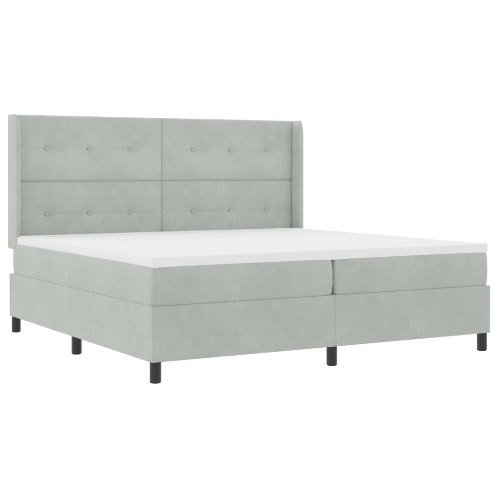 Letto Box Spring con Materasso Grigio Chiaro 200x200 cm Velluto