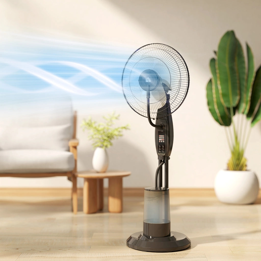 Ventilatore Nebulizzatore 75W 120cm ¨C zephmum ¨C Nero con Telecomando Timer Oscillazione 70¡ã Testa Inclinabile