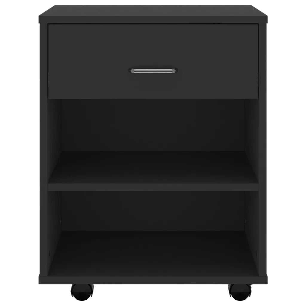 Mobiletto con Ruote Nero 46x36x59 cm in Legno Multistrato 808468