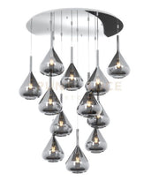 SOSPENSIONE CROMO 12 LUCI TONDA VETRI FUME 1177CR-S12 T-FU