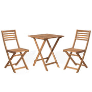 Set da bistrot 3 pezzi in legno massello di acacia leggero pieghevole a doghe design scandinavo moderno