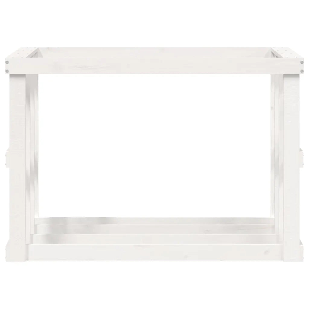 Portaceppi da Esterno Bianco 108x52x74 cm Legno Massello Pino 822632