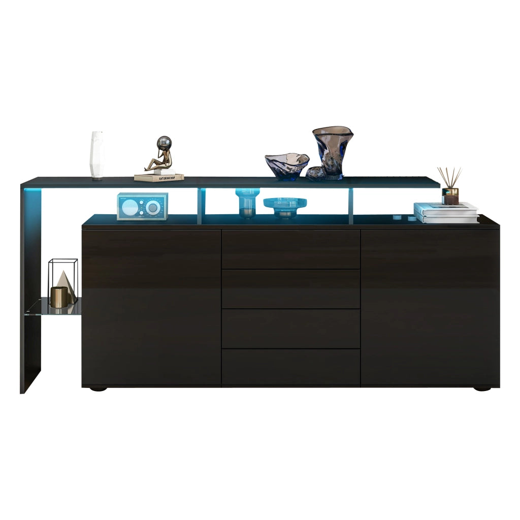 Mobile Credenza Highboard con LED ¨C Xylo ¨C Nero Lucido