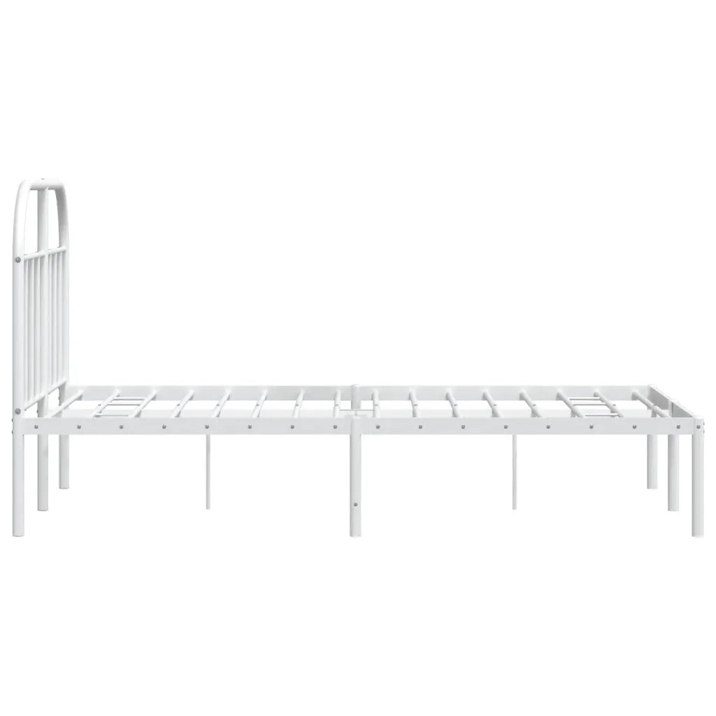 Letto matrimoniale | Letto per adulti | Giroletto con Testiera Metallo Bianco 120x190 cm