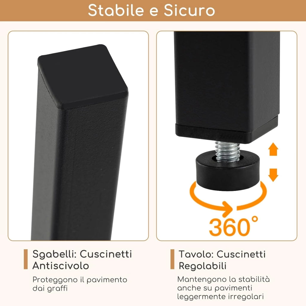 Tavolo con 2 Sgabelli in Metallo e Legno, Set da Pranzo 3 Pezzi, Tavolo Rettangolare da Cucina con 2 Sedie per Sala da Pranzo, Appartamento e Bistro, Stile Retrò (Grigio)