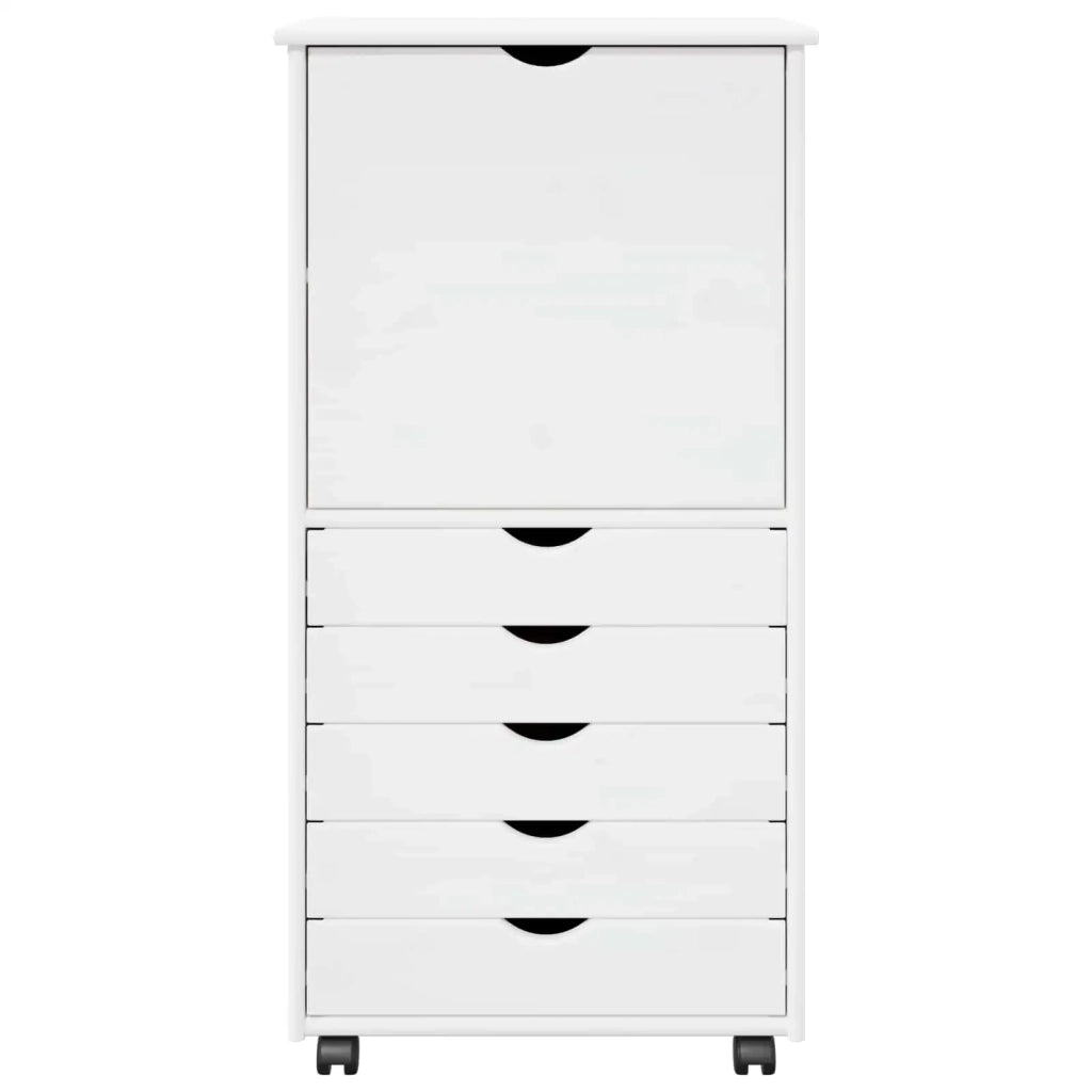 Mobile con Ruote Bianco 53 x 39 x 103 cm Legno di Pino Massello
