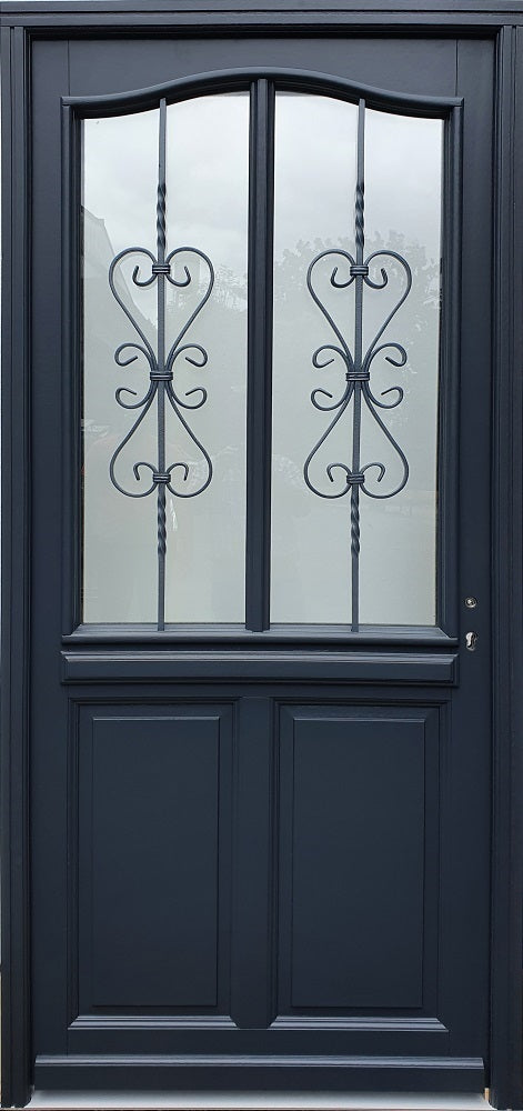 Portoncino d'ingresso in legno Exo modello 'Sanna' 215X90 a sinistra con maniglia e barra senza maniglia