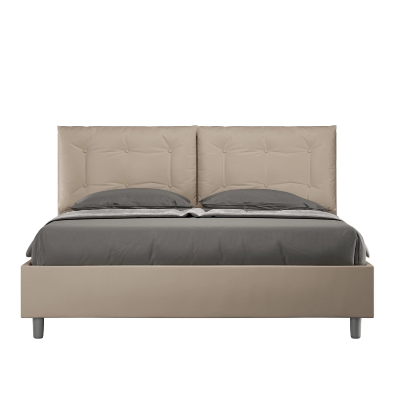 Letto imbottito Matrimoniale 160x190 cm Annalisa - Similpelle,Tortora,Contenitore