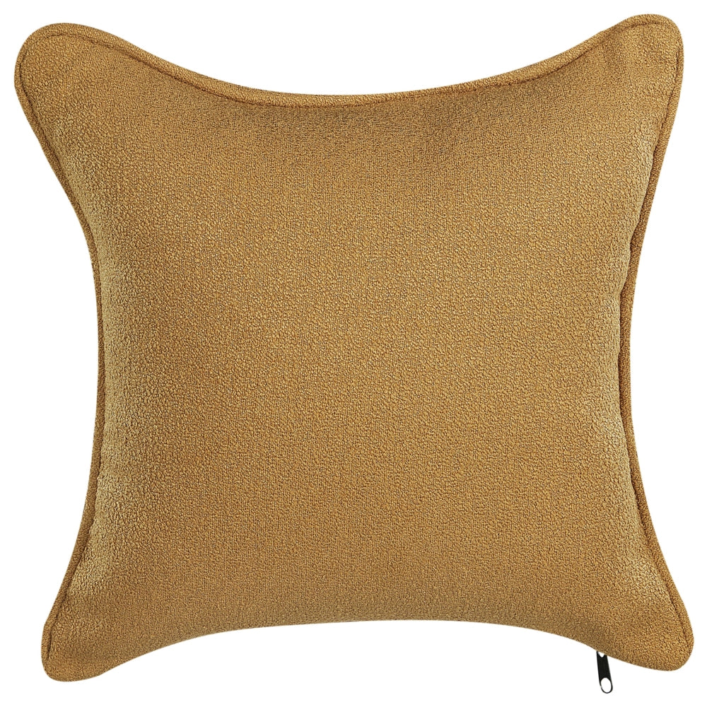 Chaise longue in tessuto bouclé giallo senape Gambe in metallo a sinistra con cuscino Design moderno