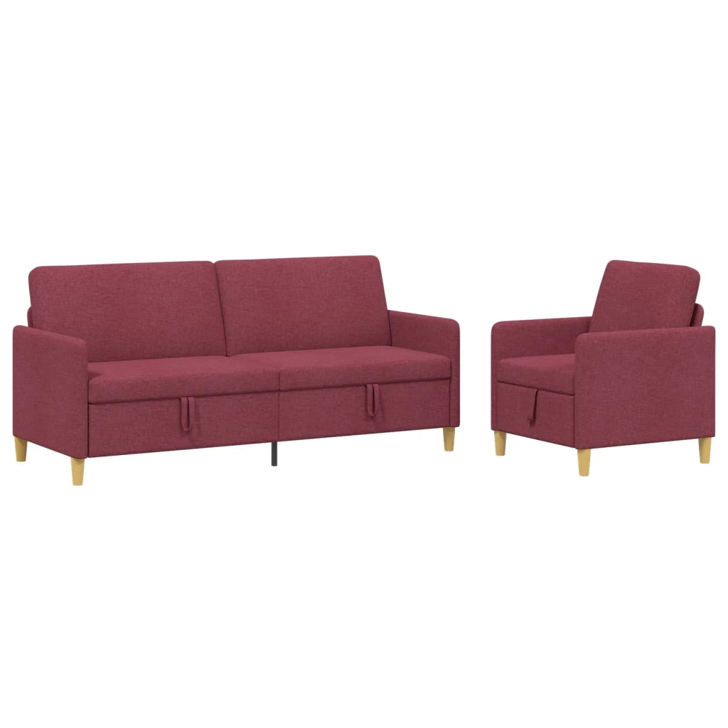 Set di Divani con Storage 2 pz Rosso Vino Poliestere 3429235