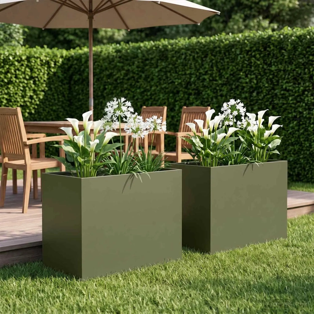 Vaso da giardino 2 pz Verde Oliva 60 x 40 x 50 cm 8005701