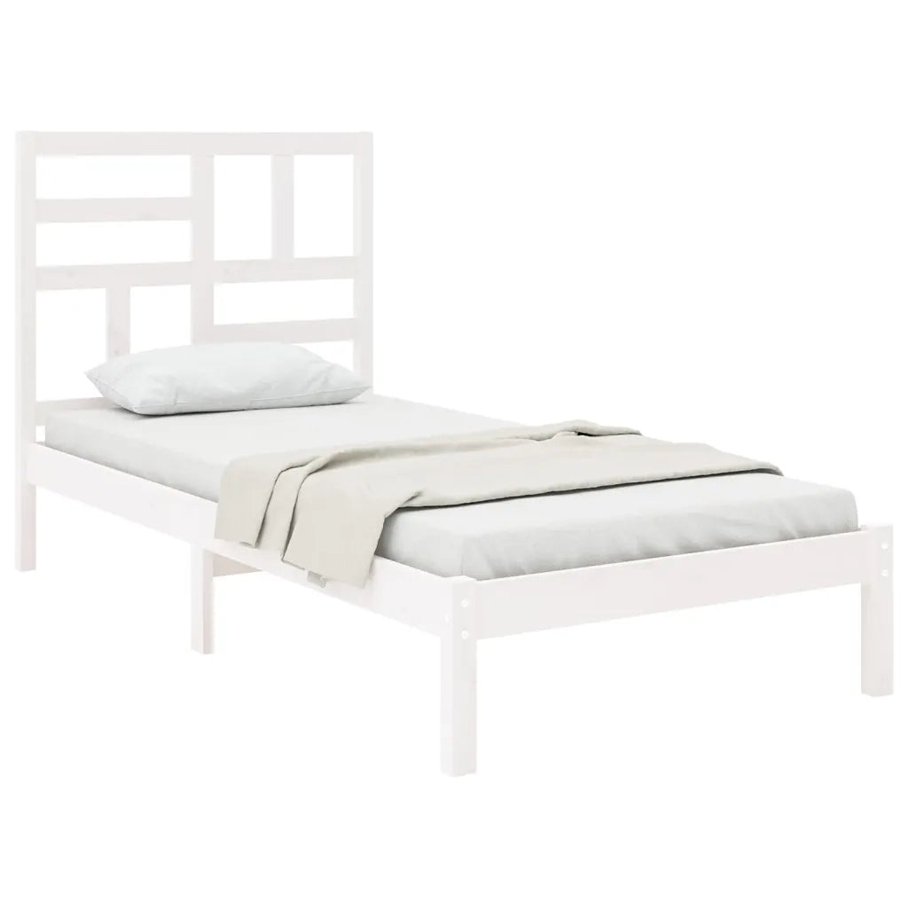 Giroletto-Struttura Letto Bianco in Legno Massello 100x200 cm 649738
