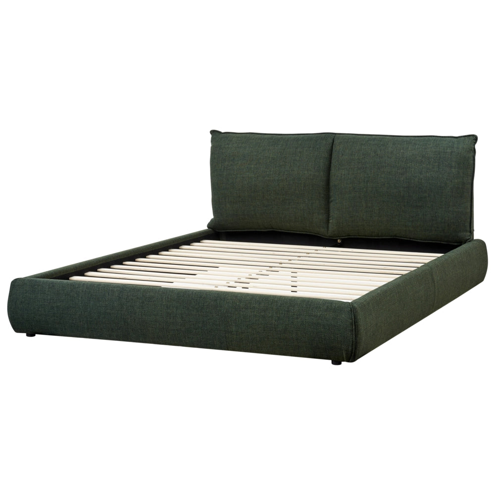 Letto matrimoniale imbottito in tessuto verde scuro 160 x 200 cm stile classico camera da letto