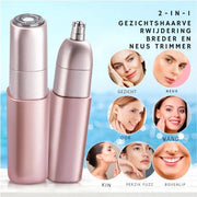 Rimozione peli facciale e nasali per donne - 2-in-1 rasoi e trimmer elettrici senza dolore - dispositivo di epilazione ricaricabile per viso - naso - orecchie - peluria perimolare - labbra e mento