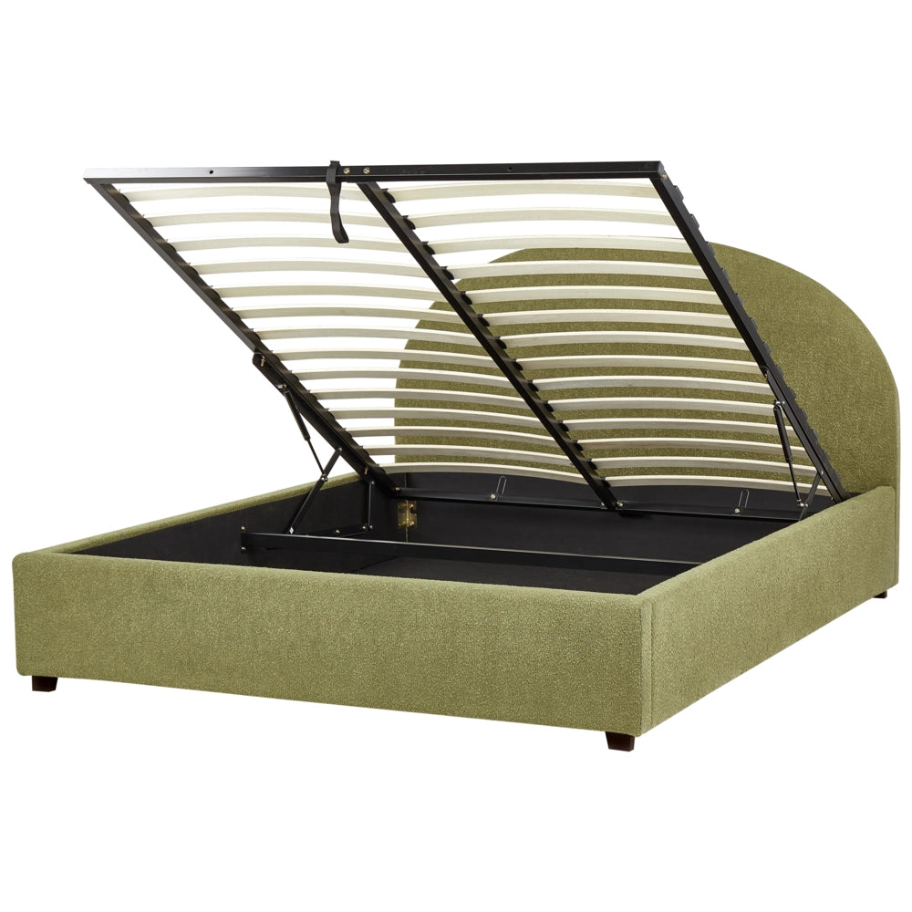 Letto contenitore verde oliva Boucle EU 160 x 200 cm Design minimalista retrò Ottomano