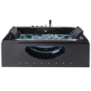 Vasca idromassaggio nero ABS Getti d'acqua massaggianti Luci LED Poggiatesta Massaggio Getti d'Acqua Rettangolare 180 x 85 cm