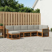 Set di divani da esterno 7 pz Naturale e Grigio Chiaro 3385387