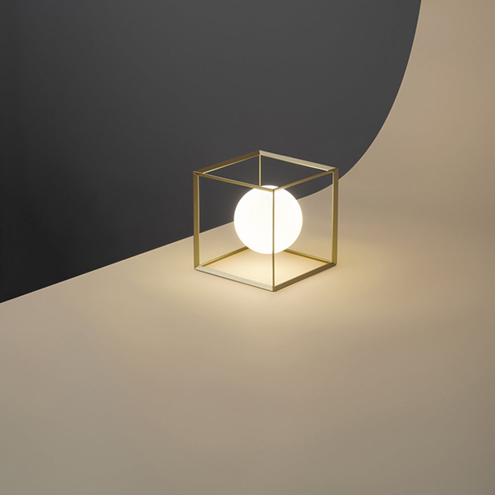 Lampada Da Scrivania Contemporanea Cube Metallo Oro 1 Luce G9