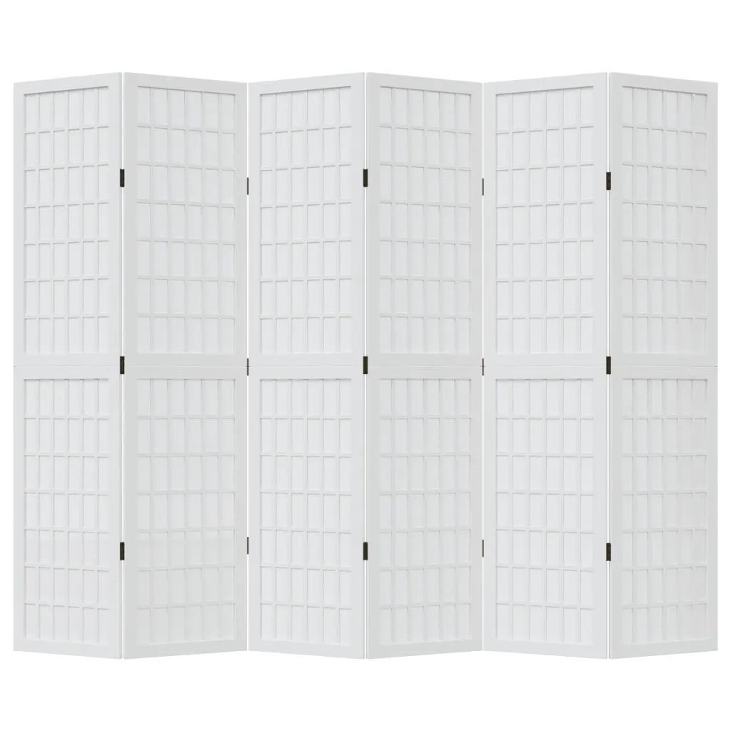 Divisorio Ambienti 6Pannelli Bianco Legno Massello di Paulownia 358794