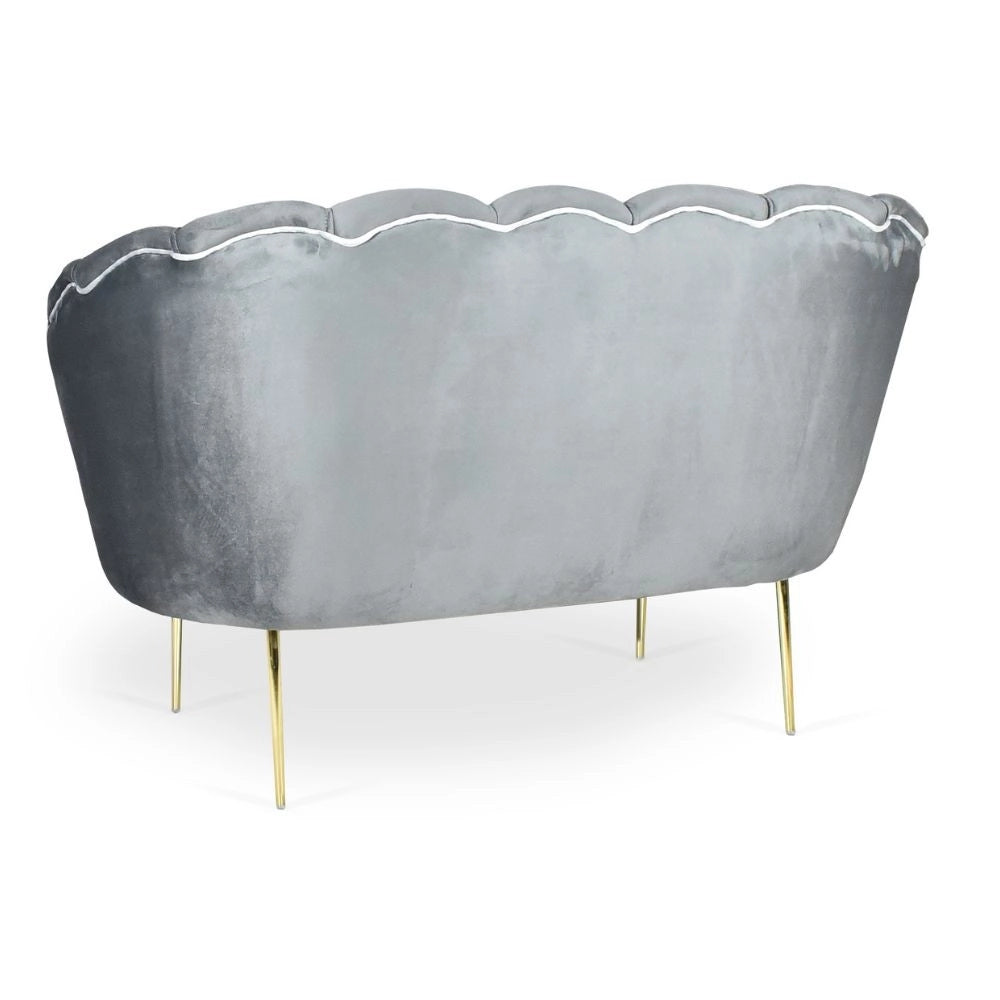 Divano due posti Orel in velluto Babyface 21 grigio piedini oro H76xL130xP70