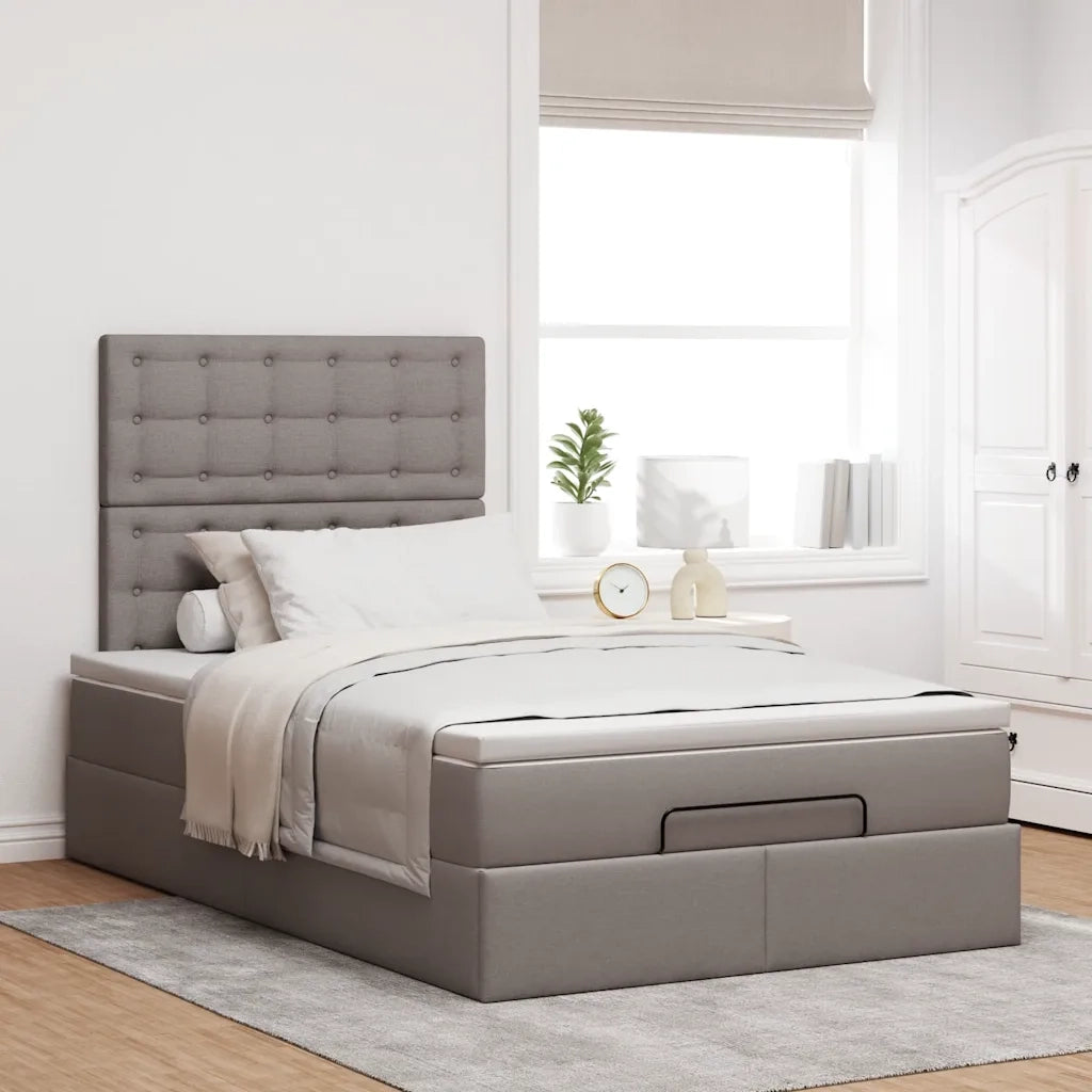 Struttura Letto Pouf con Materasso Tortora 120x190 cm Tessuto 3313310