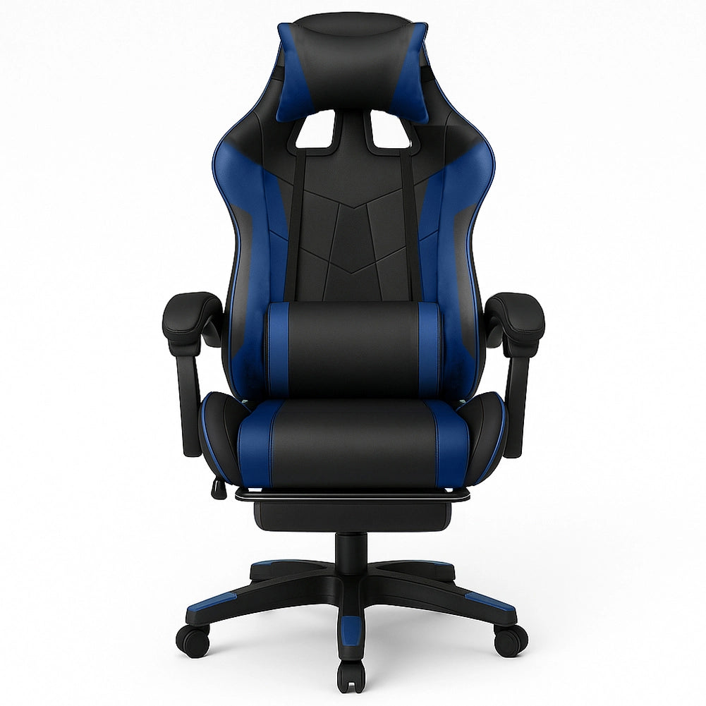 Sedia da Gaming Ecopelle Nero e Blu Reclinabile da Scrivania Ufficio Cameretta