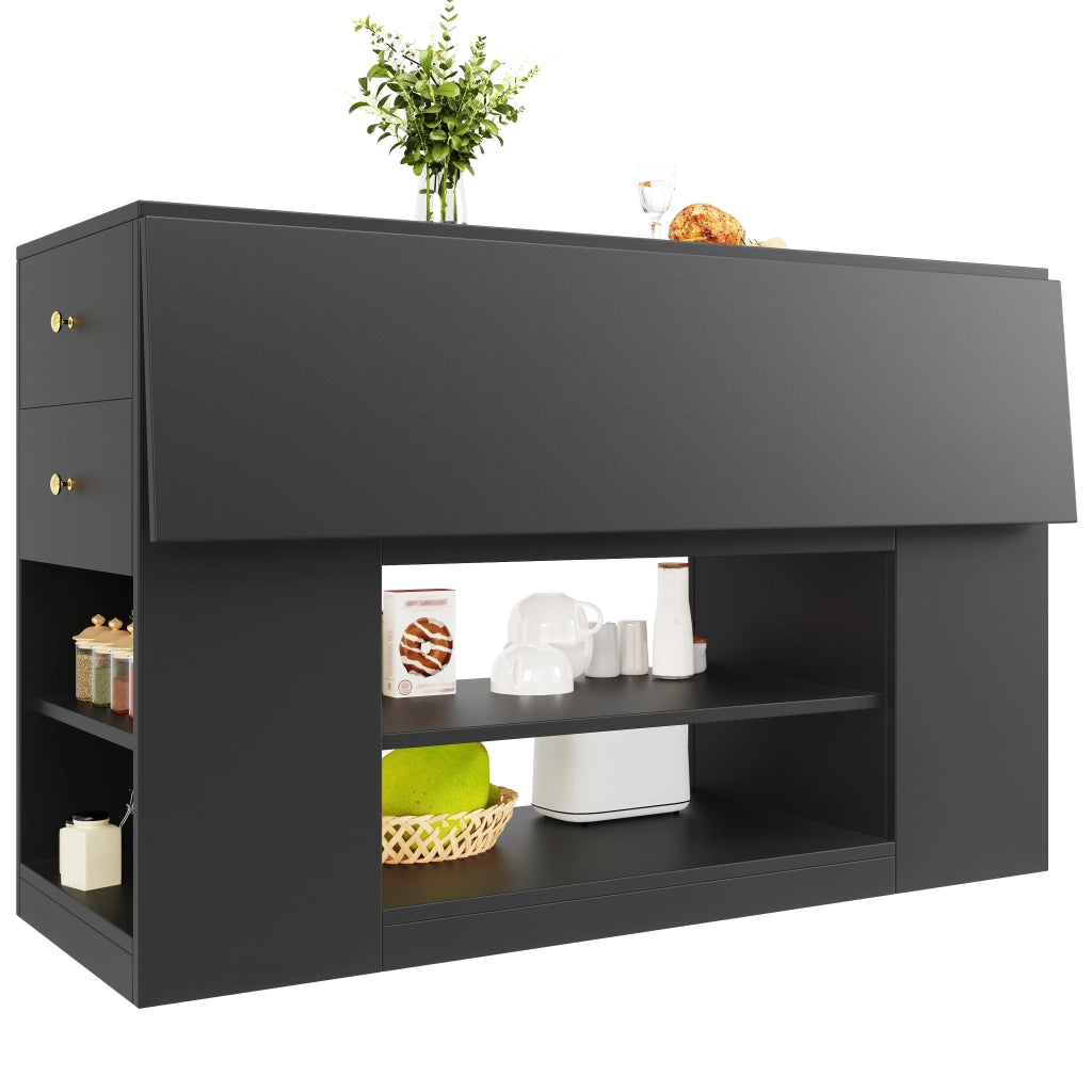 ISOLA CUCINA Pieghevole 140x40x90 cm MDF Nero