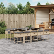 Set Pranzo da Giardino 11 pz con Cuscini Beige Misto Polyrattancod mxl 86936