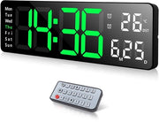 Orologio digitale da parete 13 pollici, grande orologio LED da parete, sveglia digitale con telecomando, indicazione dell'ora e conto alla rovescia, data, settimana, temperatura, calendario digitale per camera da letto e soggiorno.
