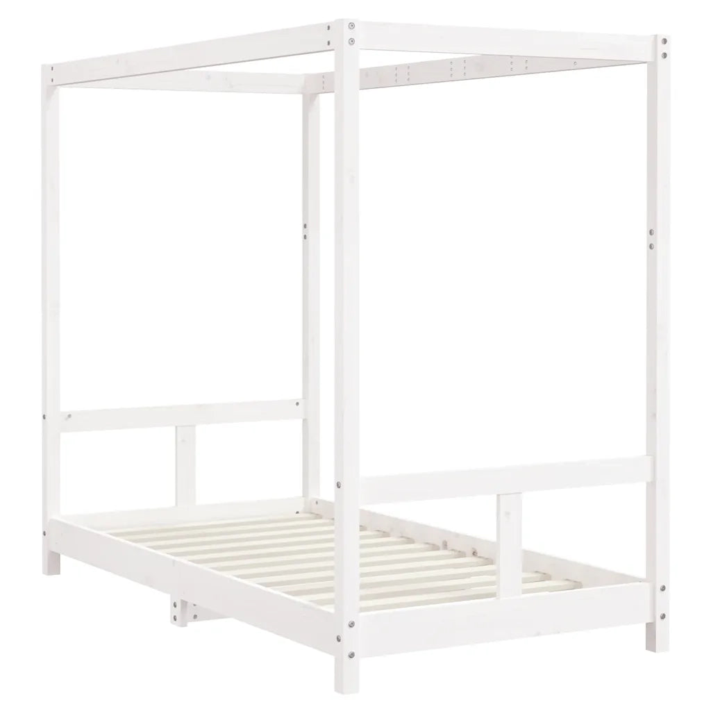 Giroletto per Bambini Bianco 80x160cm in Legno Massello di Pino 834514