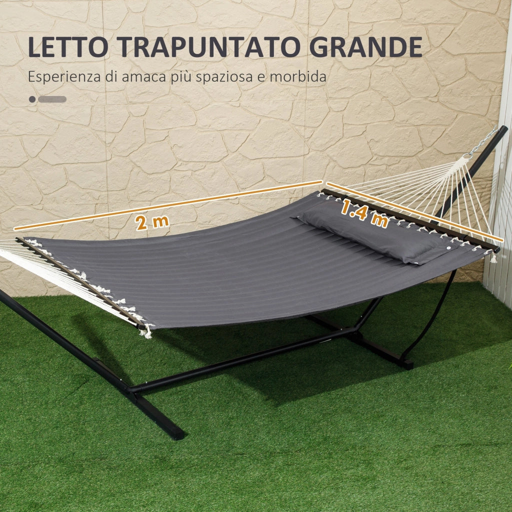 Amaca da Giardino Portatile 368x93x110 cm con Cuscino Integrato Grigio Scuro