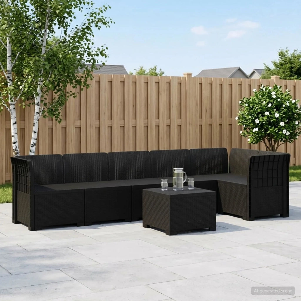 Divano da Giardino 6 Posti Aspetto Rattan PP Antracite 3444102