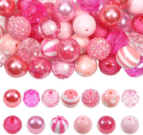 50 pezzi di perle in gomma rosa a bulbo - perle a bulbo tonde per la creazione di gioielli