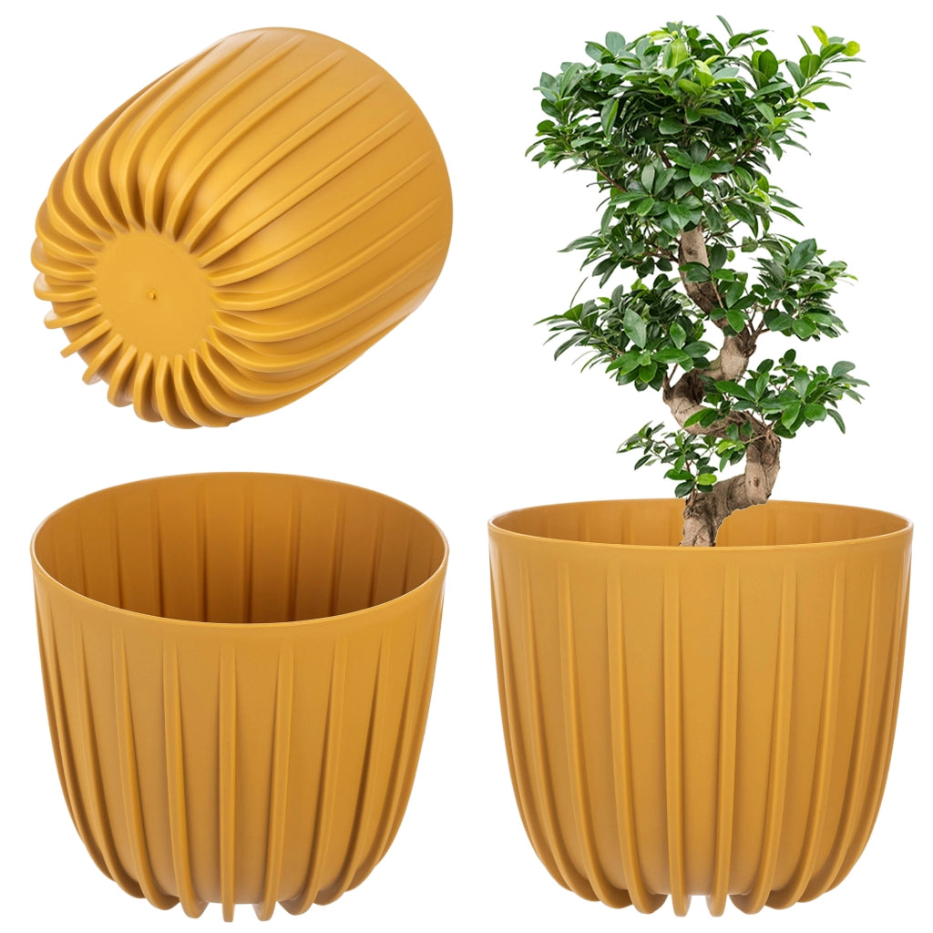 KADAX Vaso da fiori, coprivaso rotondo da 17,5 cm in plastica, supporto per fiori giallo