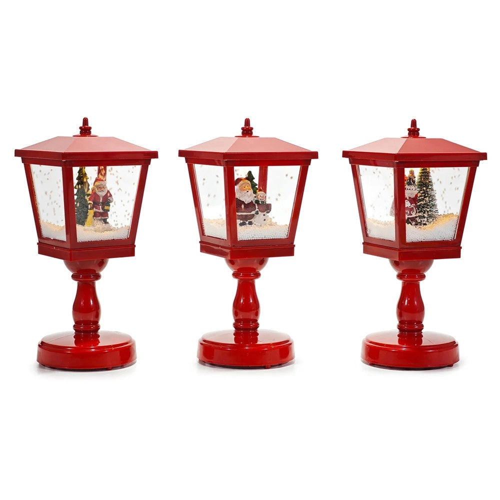 Trade Shop - Lampione Luminoso Natalizio Decorativo Con Movimento Effetto Neve Musica H31cm Uso Interno -