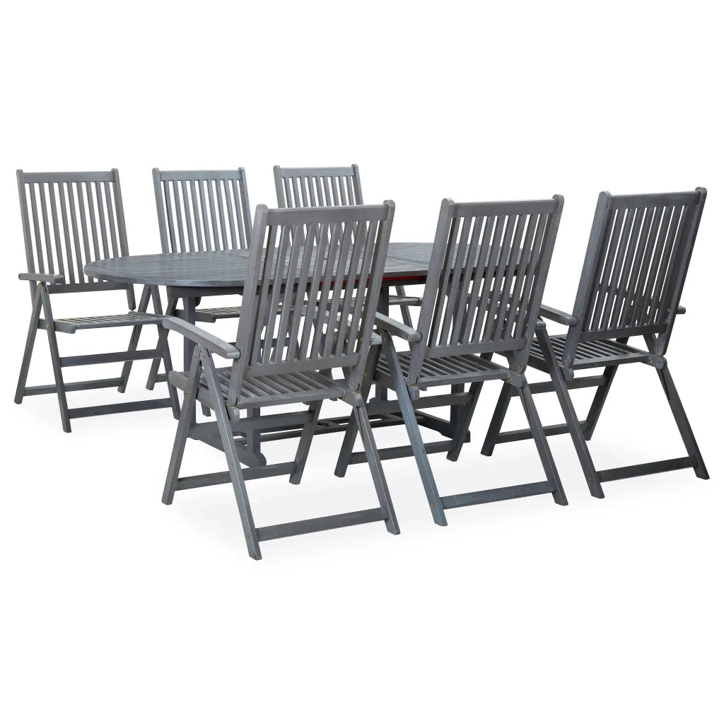 Set da Pranzo da Giardino 7 pz Legno Massello di Acacia Grigio cod mxl 43225