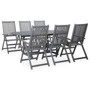 Set da Pranzo da Giardino 7 pz Legno Massello di Acacia Grigio cod mxl 43225