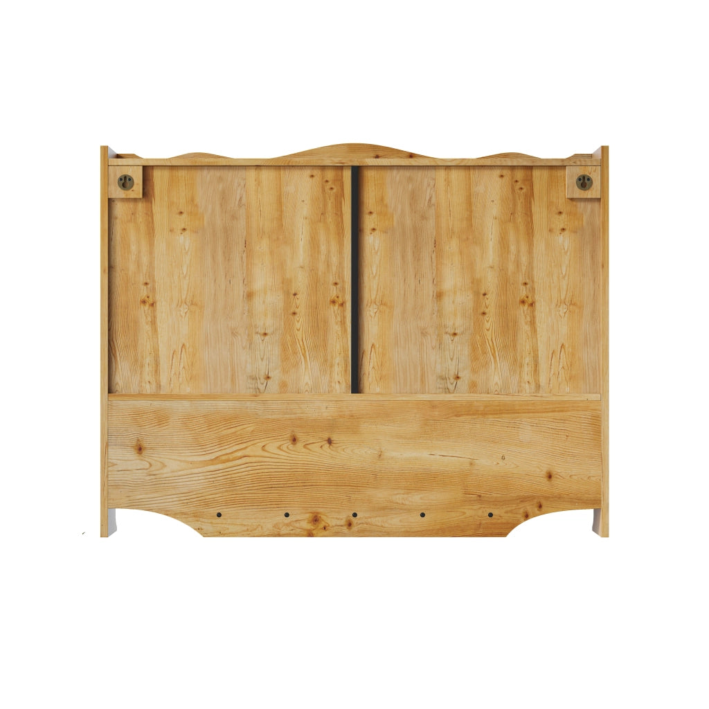 Pensile con 4 Ante; Vano Aperto e Ganci per Bagno e Cucina in Legno Massello 100 × 20 × 80 cm Naturale