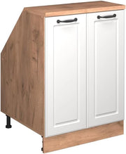 Mobile sottotetto Rion, Bianco casa di campagna, 60 x 81.6 cm con 2 porte, carcassa 60 cm profondità, adatto per il salvaspazio sotto tetti spioventi