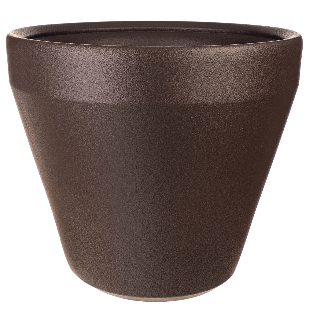 Vaso da fiori KADAX, grande, rotondo, per giardino e terrazzo, marrone, 39 cm