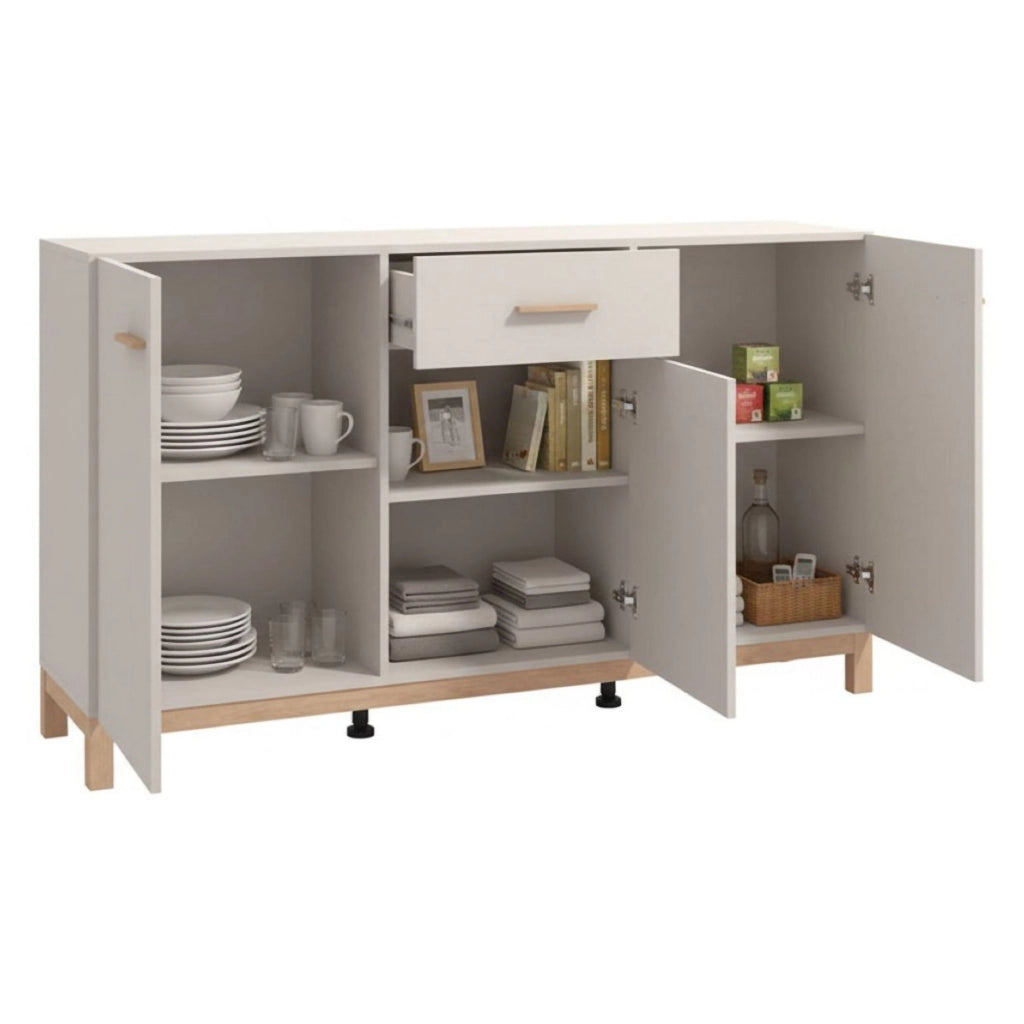 Madia Pianico, Credenza 3 Ripiani, 154x41.5x89h cm Bianco Crema