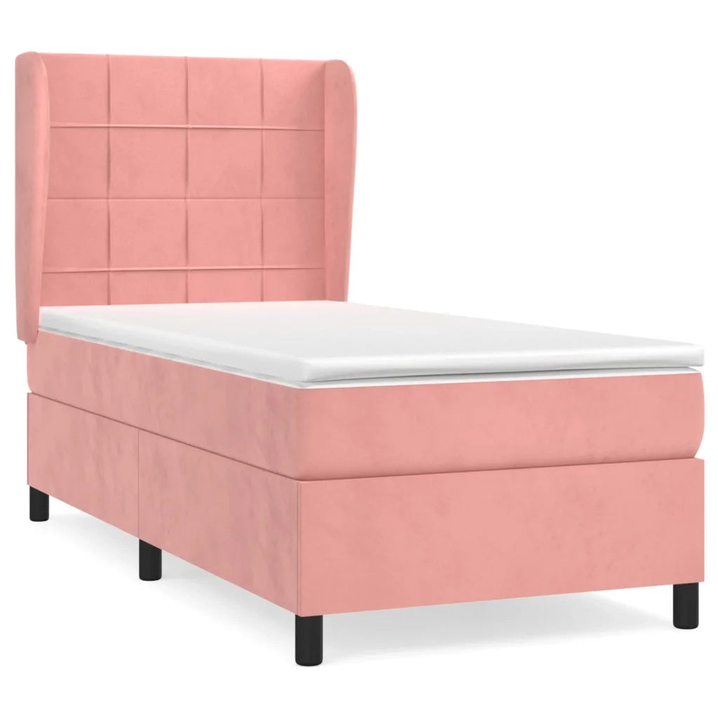 Giroletto a Molle con Materasso Rosa 100x200 cm in Velluto 3129200