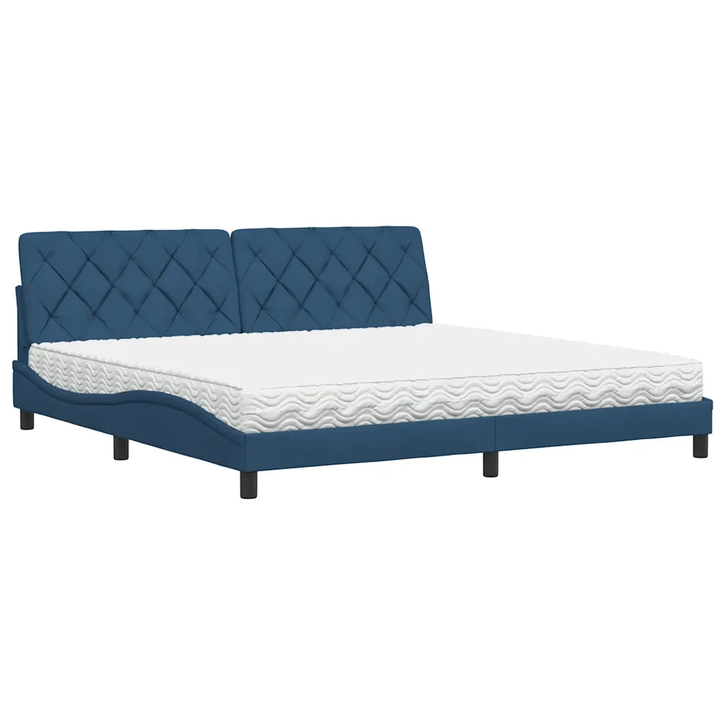 Letto con Materasso Blu 200x200 cm in Tessuto