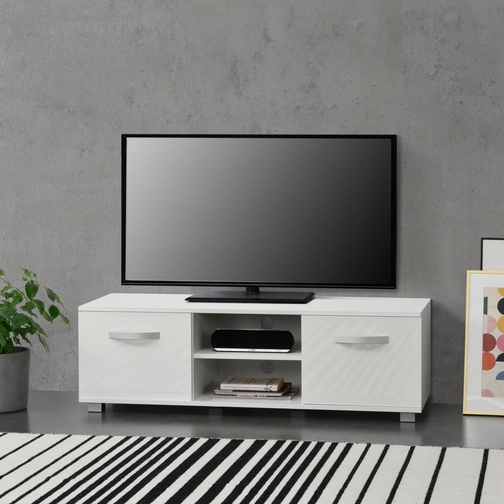 Mobile Porta TV Laugar a 2 Ante e Scomparti 120 x 40 x 38 cm - Bianco [en.casa]