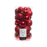 Confezione 30 palline rosse assortite Kaemingk